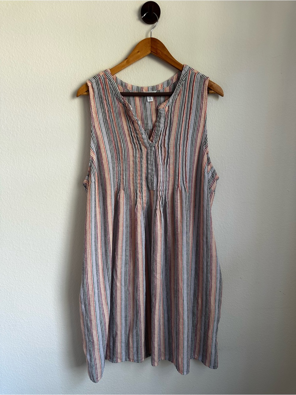 Sonoma Goods for Life Striped Linen Blend Sleeveless tunic Dress XXL Petite